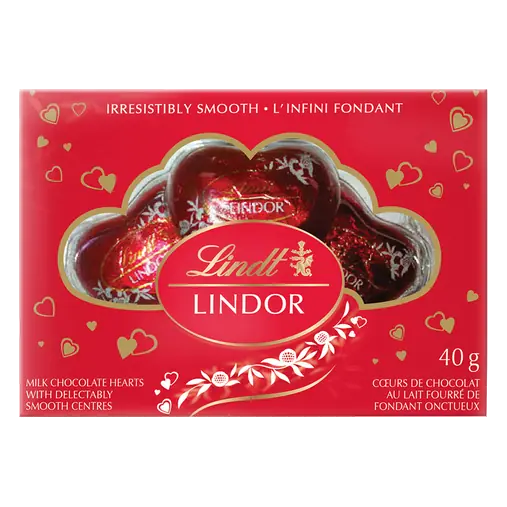 Lindor Milk Chocolate Valentine Heart 3 Pack 40 g