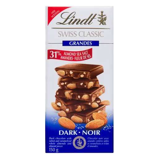 Swiss Classic Chocolate Bar Dark 31% Almond Sea Salt 150 g