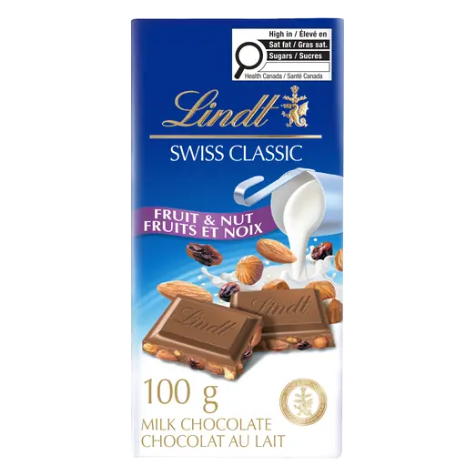 Swiss Classic Milk Chocolate Bar Fruit & Nut 100 g