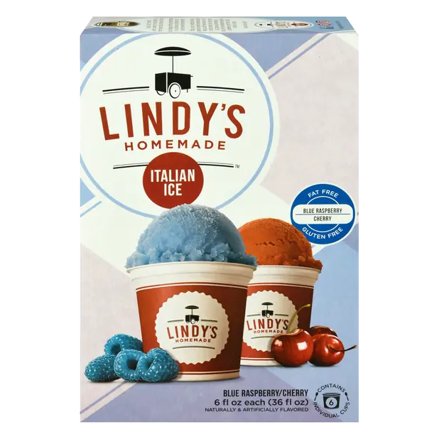 Homemade Fat Free Blue Raspberry & Cherry Italian Ice - 6 ct