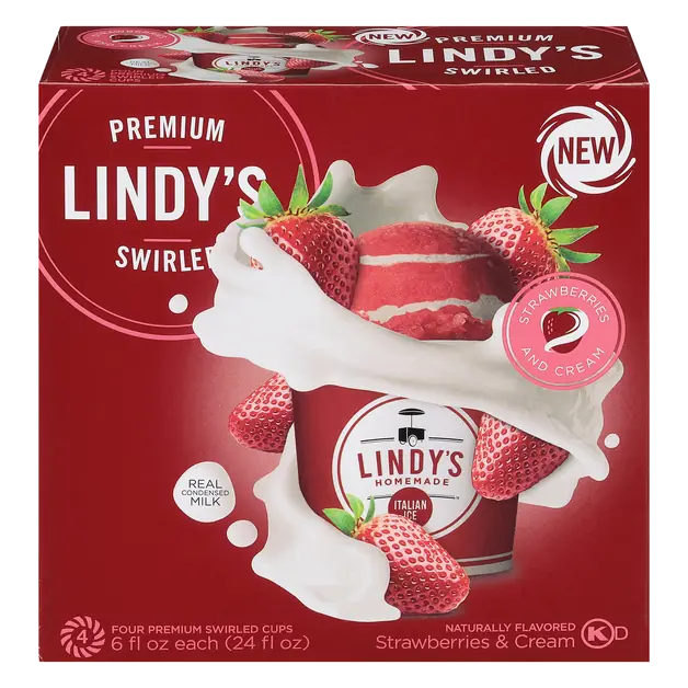 Swirled Strawberries & Cream Italian Ice - 4 ct