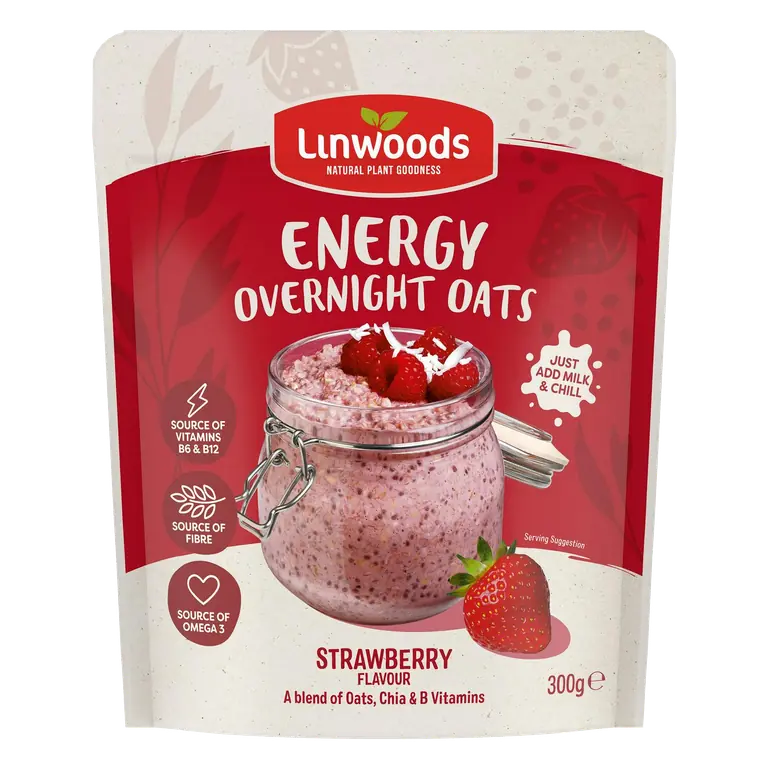 300g Strawberry Flavour Energy Overnight Oats