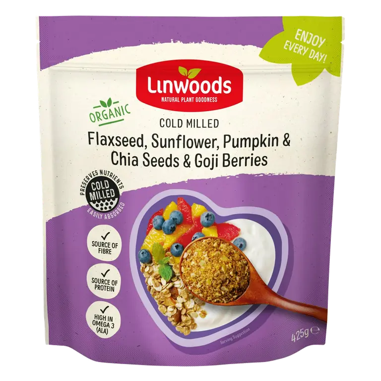 Organic Cold Milled Flaxseed, Sunflower, Pumpkin & Chia Seeds & Goji Berries 425g