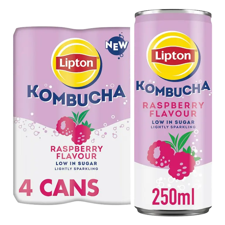 Lipton Kombucha Raspberry Flavour Cans 4 x 250ml