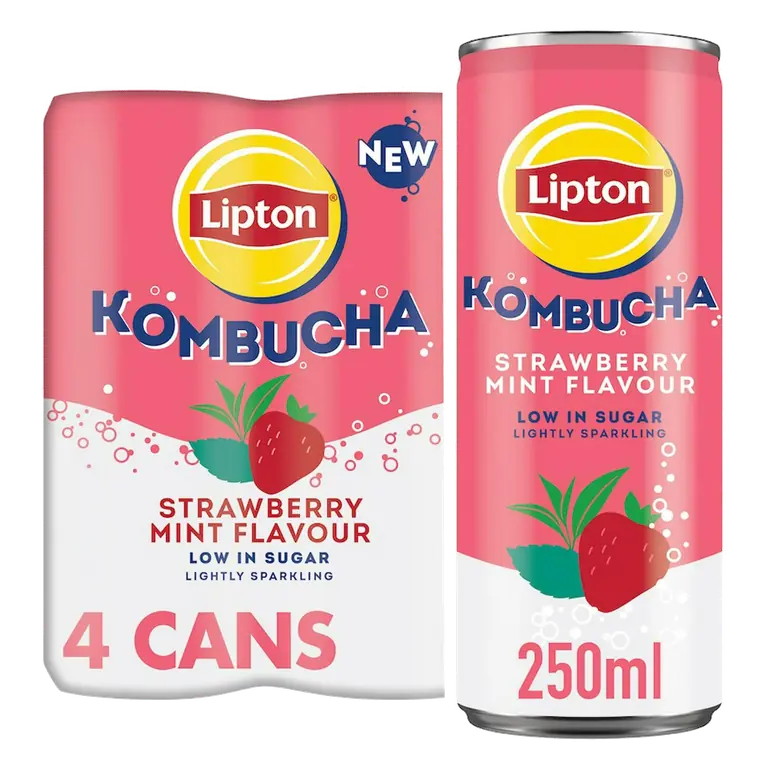 Lipton Kombucha Strawberry Mint Flavour Cans 4 x 250ml