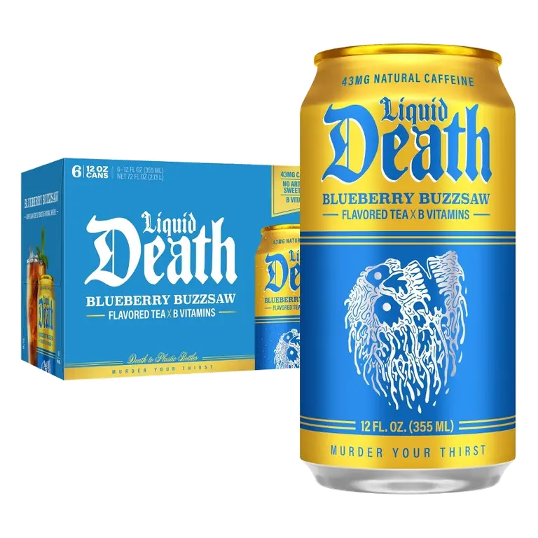 Death Blueberry Buzzsaw Tea, 6pk/12 fl oz Cans: Caffeinated