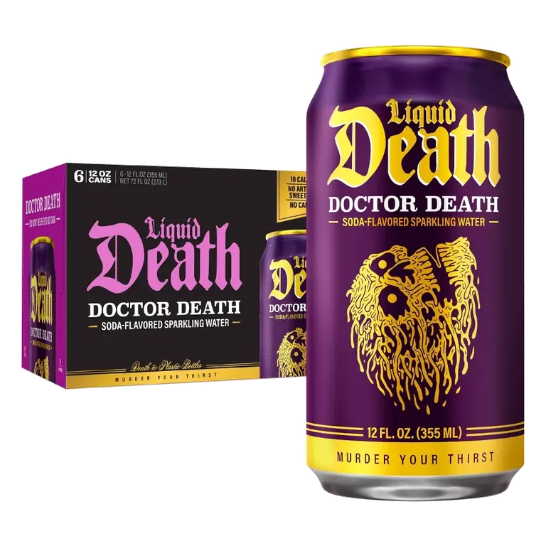 Liquid Death Doctor Death Sparkling Water, 6pk/12 fl oz Cans