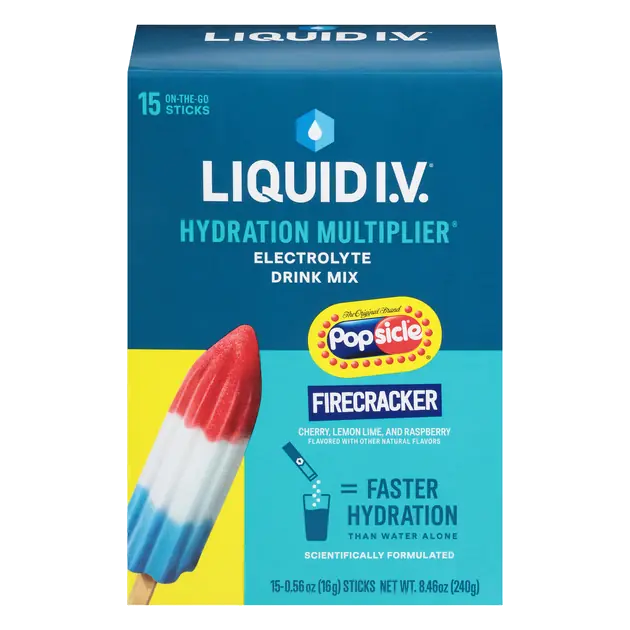 Liquid I.V. Hydration Multiplier - Popsicle Firecracker - Hydration Powder Packets | Electrolyte Powder Drink Mix | Convenient Single-Serving Sticks | Non-GMO | 15 Sticks