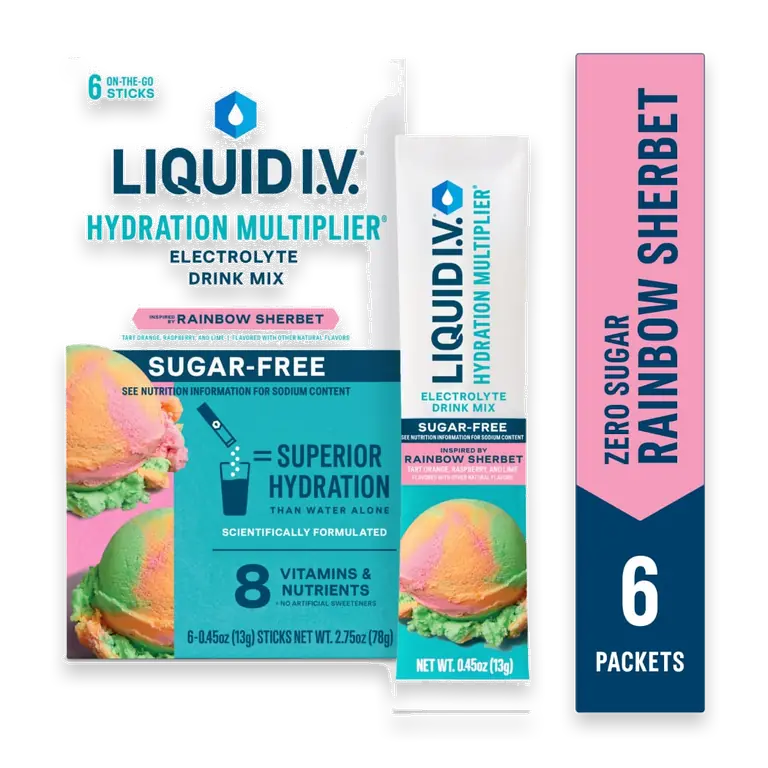 Hydration Multiplier Zero Sugar Electrolytes Rainbow Sherbet Drink Mix Packets