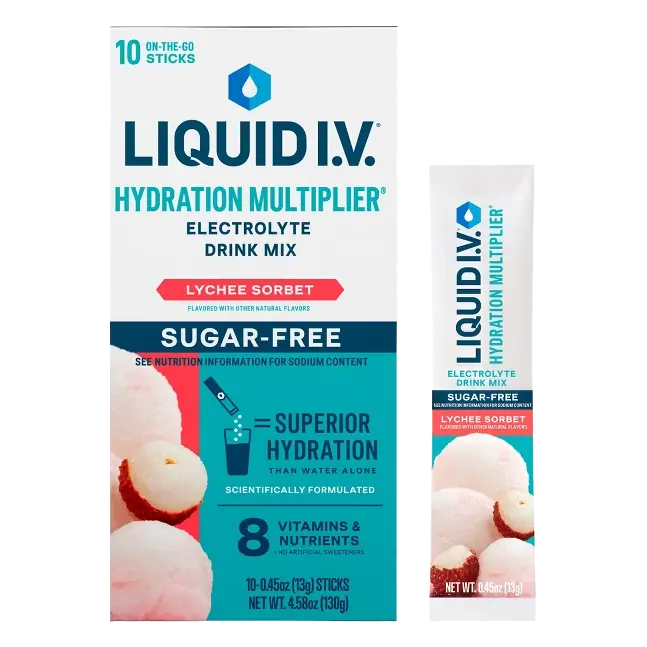 Liquid I.V. Lychee Sorbet Sugar Free Hydration Multiplier Sports Drink, 10ct