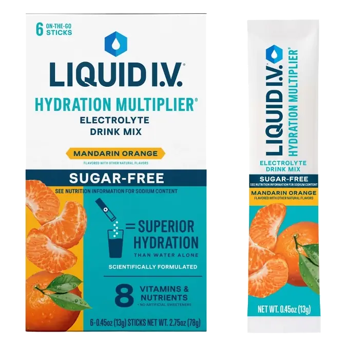 Liquid I.V. Sugar Free Hydration Multiplier Powder Electrolyte Drink Mix - Mandarin Orange - 0.45ox/6ct