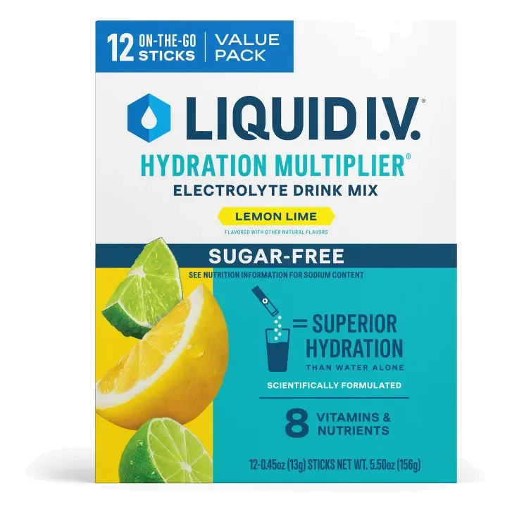 Liquid I.V. Sugar Free Hydration Multiplier Powder Electrolyte Drink Mix - Lemon Lime - 0.45oz/12ct