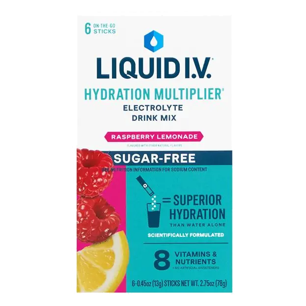Liquid I.V. Sugar Free Raspberry Lemondade Hydration Multiplier Powder Packets, 6-0.45 oz Sticks