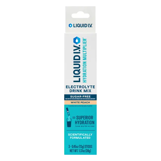 Sugar Free White Peach Electrolyte Drink Mix Sticks - 3 ct