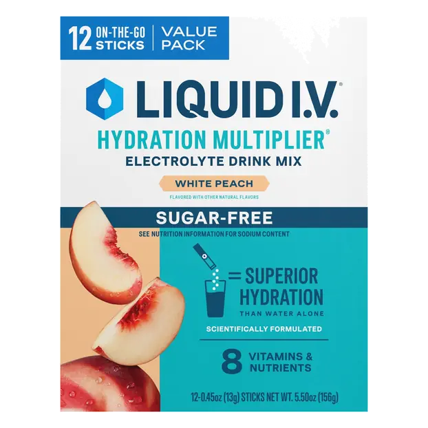 Sugar Free White Peach Flavored Electrolyte Drink Mix - 12 ct