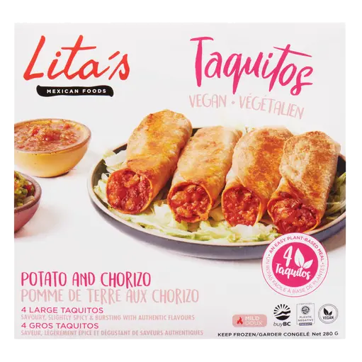Lita's Mexican Foods Vegan Potato And Chorizo Taquitos 280 g (frozen)
