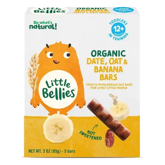 Little Bellies Organic Date Oat and Banana Bars Toddler Snacks, 3oz: Ready to Eat, Box, Baby Snack Bars, 12 Months and Up