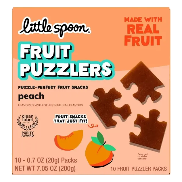 Little Spoon Kids' Fruit Puzzlers Peach Fruit Snacks Made with Real Fruit, 7.05 oz/10ct