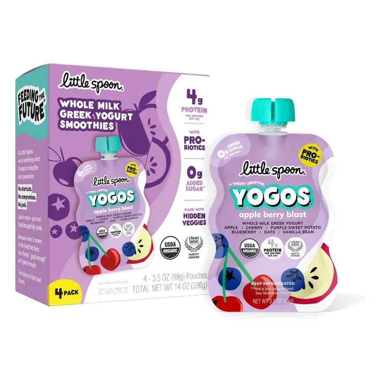 Little Spoon YoGos Apple Berry Organic Whole Milk Kids’ Greek Yogurt Pouches – 14oz/4ct