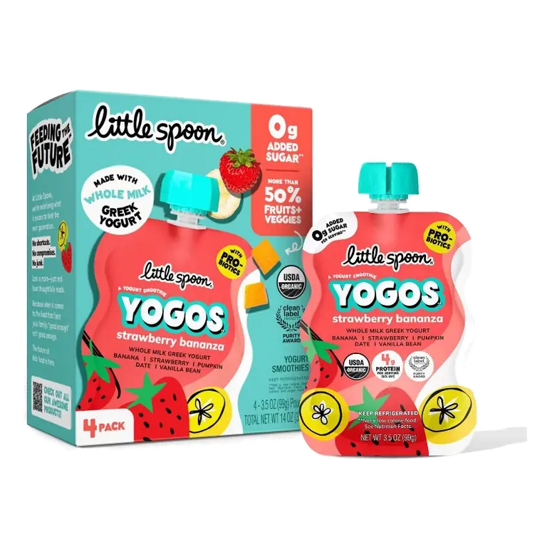 Little Spoon YoGos Strawberry Banana Organic Whole Milk Kids’ Greek Yogurt Pouches – 14oz/4ct