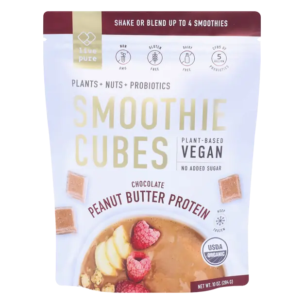 Organic Vegan Chocolate Peanut Butter Protein Smoothie Cubes