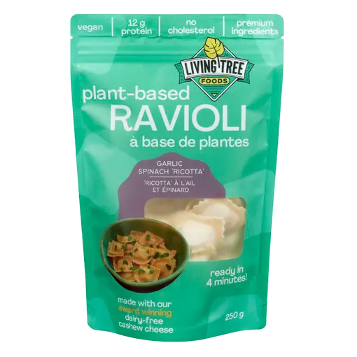 Frozen Plant Based Vegan Ravioli Garlic Spinach Ricotta 250 g