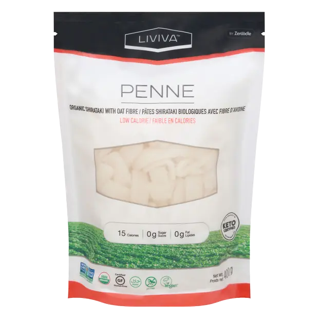 Organic Gluten Free Vegan Keto Penne Shirataki Pasta with Oat Fiber