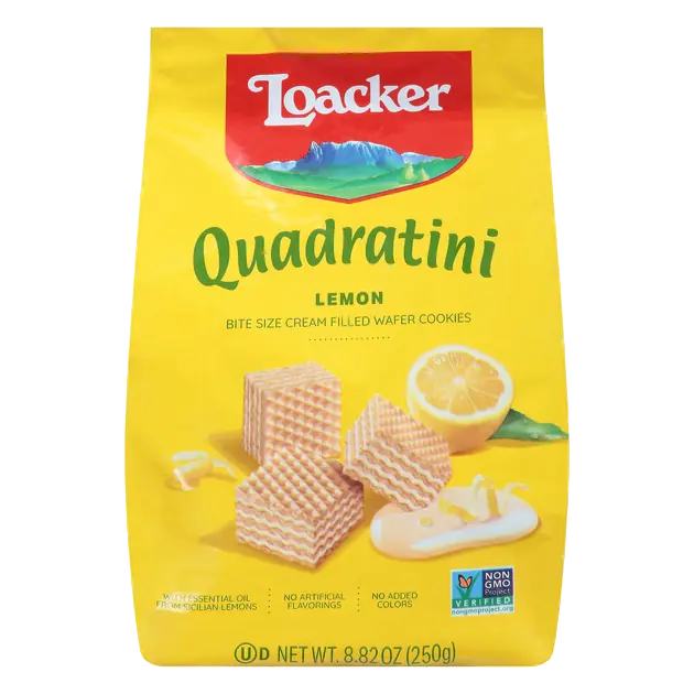 Lemon Quadratini Bite Size Cream Filled Wafer Cookies