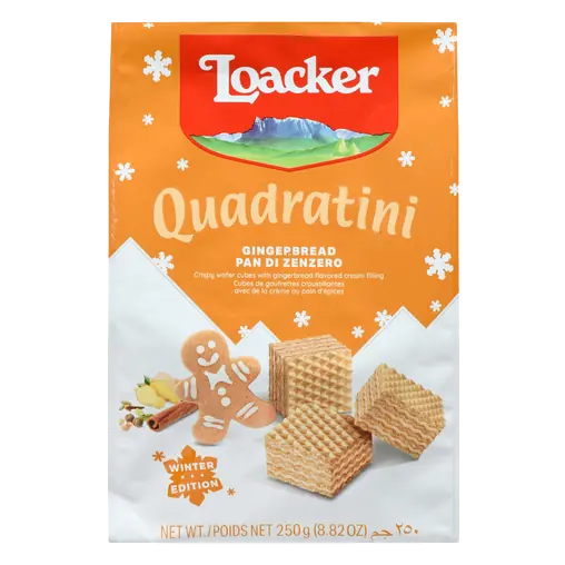 Quadratini Crispy Wafer Cubes Cream Filled Gingerbread 250 g