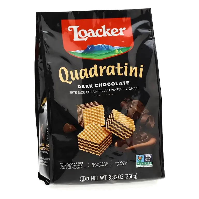 Loacker Quadratini Dark Chocolate Wafer Cookies, 8.82oz