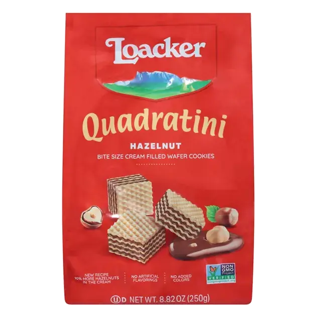 Quadratini Wafer Cookies, Hazelnut, Bite Size