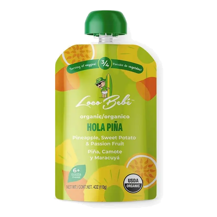 Loco Bebe Hola Pina Baby Food Pouch, 4oz: Organic Certified, 6 Months and Up, Pureed Baby Food, Ready to Eat