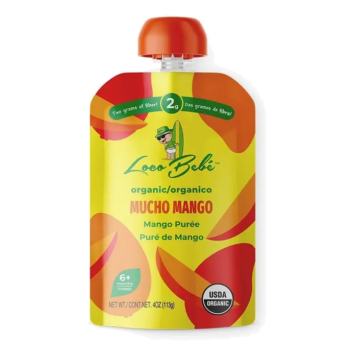 Loco Bebe Mucho Mango Baby Food Pouch, 4oz: Organic Certified, Ready To Eat, 6 Months And Up, Pureed Baby Food