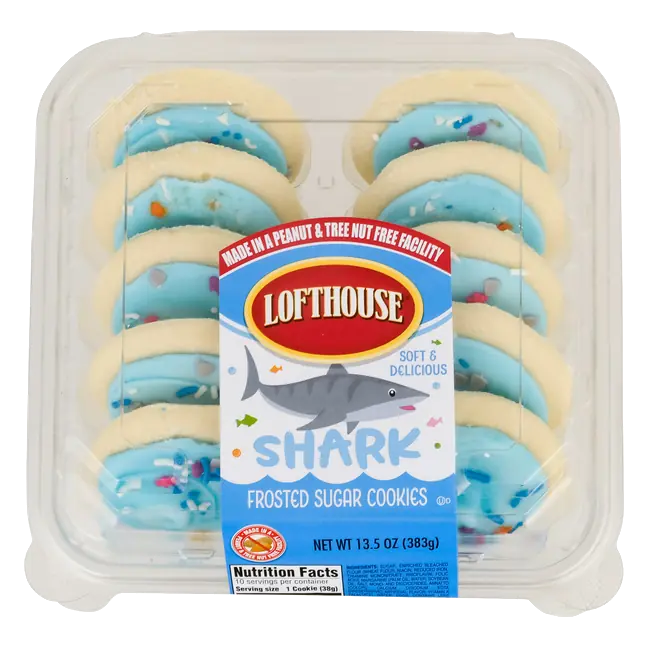 Shark Frosted Sugar Cookies - 10 ct