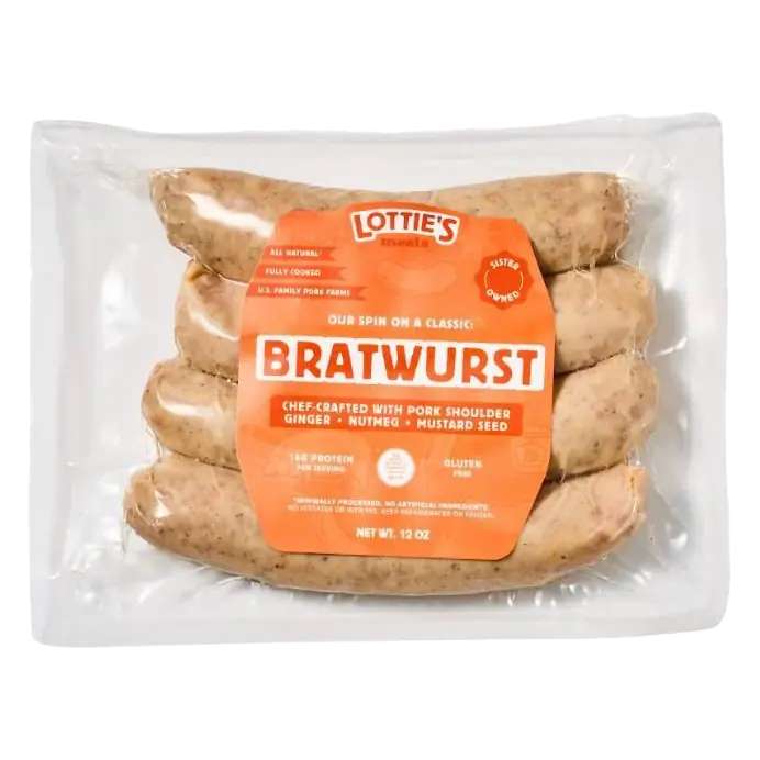 Lottie's Meats Bratwurst, 12oz/4ct: Gluten-Free, Pork