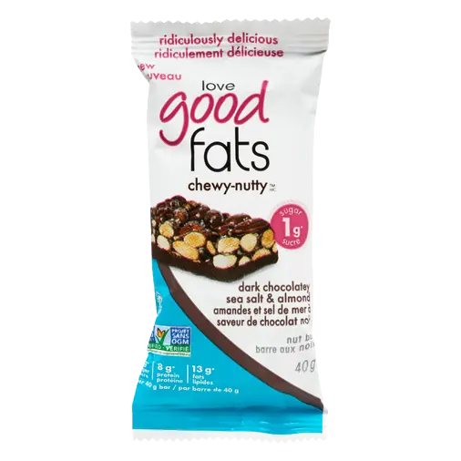 Nut Bar Chewy Nutty Dark Chocolate Sea Salt & Almond 40 g