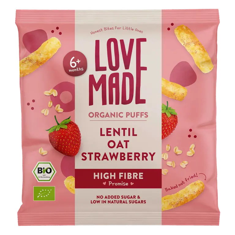 Lentil Oats Strawb Puffs Org
