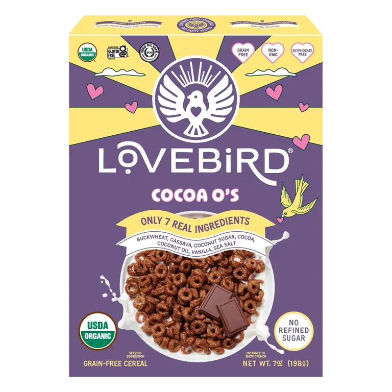 Lovebird Grain Free Cocoa Breakfast Cereal, 7oz: No Certified Synthetic Colors