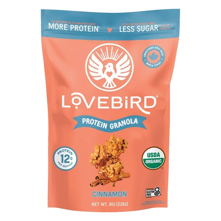 Lovebird Protein Cinnamon Granola, 8oz: No Certified Synthetic Colors