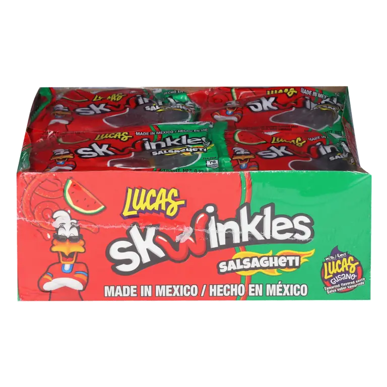 Watermelon Flavored Hot Candy Strips Salsagheti and Tamarind Flavored Sauce