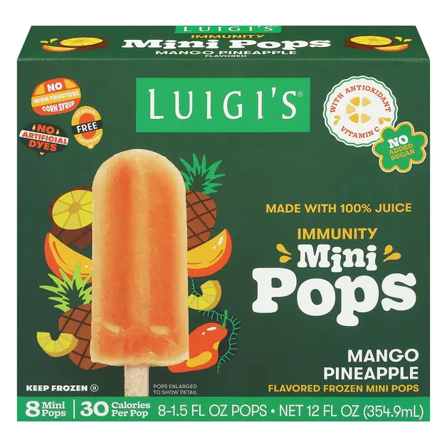 Mango Pineapple Immunity Mini Pops - 8 ct Frozen
