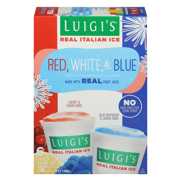 Red White & Blue Real Italian Ice - 6 ct