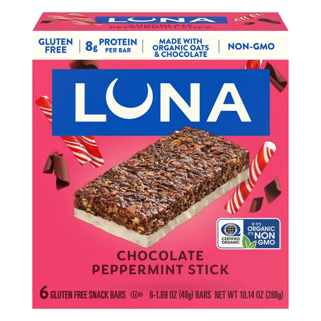 Organic Chocolate Peppermint Stick Protein Snack Bars - 6 ct