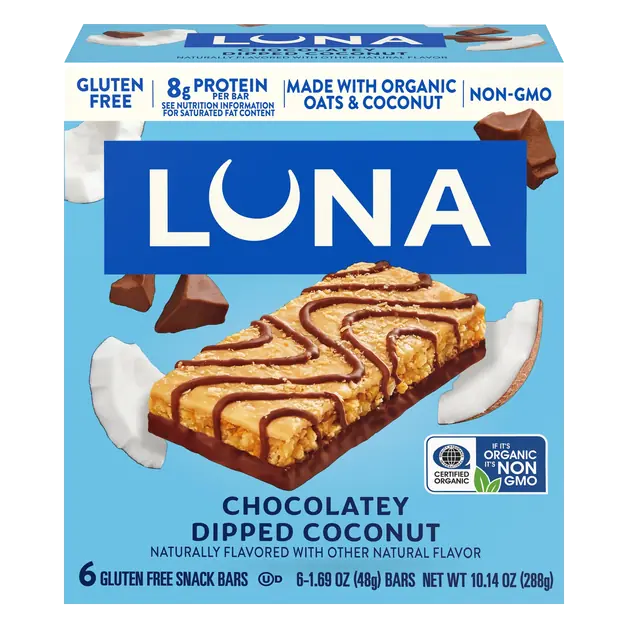 Organic Gluten Free Chocolatey Dipped Coconut Protein Snack Bars 6 ct