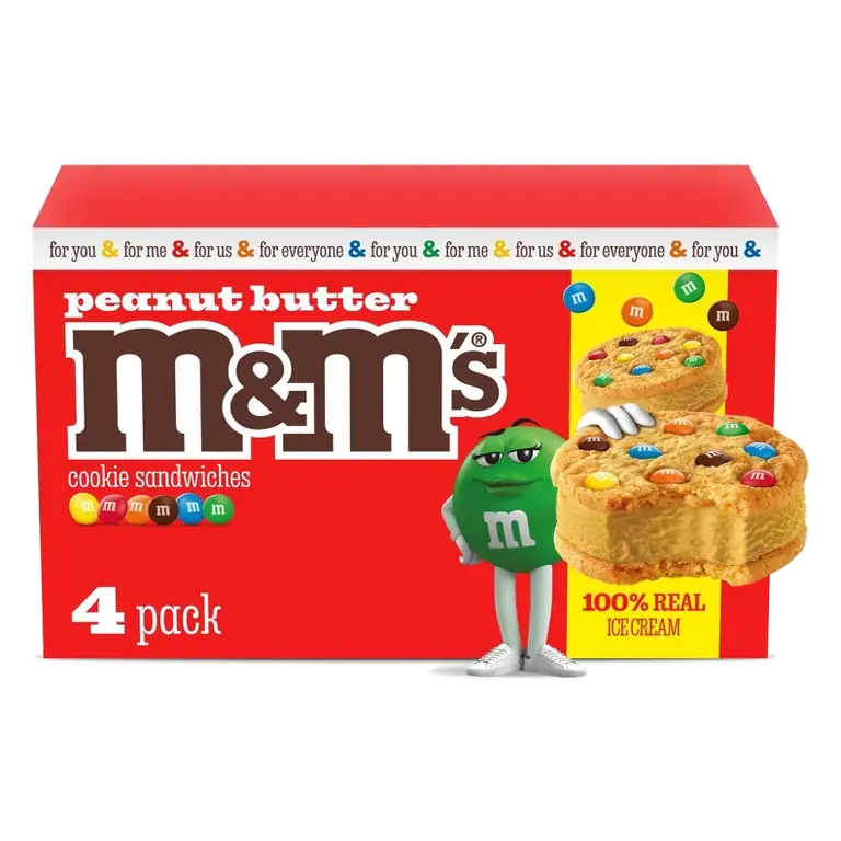 M&M'S Peanut Butter Ice Cream Sandwiches, 14 fl oz/4ct