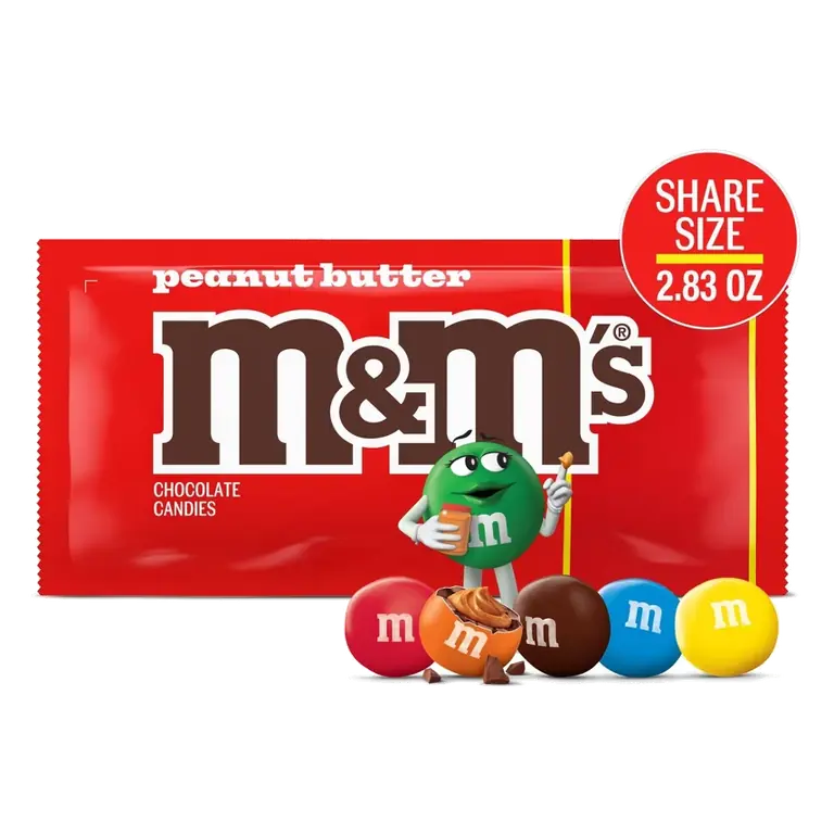 M&M's Peanut Butter Share Size Chocolate Candy, 2.83oz