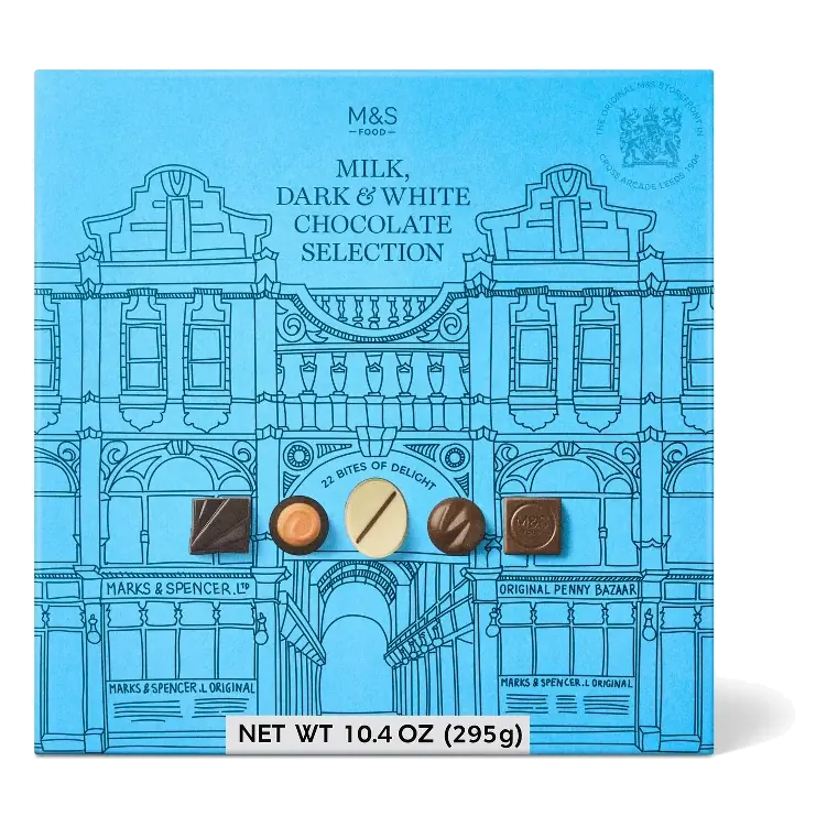 M&S Milk, Dark and White Milk Chocolate Selection, 10.58oz