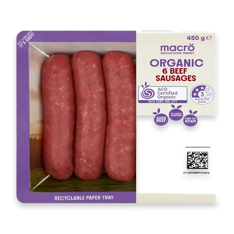 Australian Organic 6 Beef Sausage