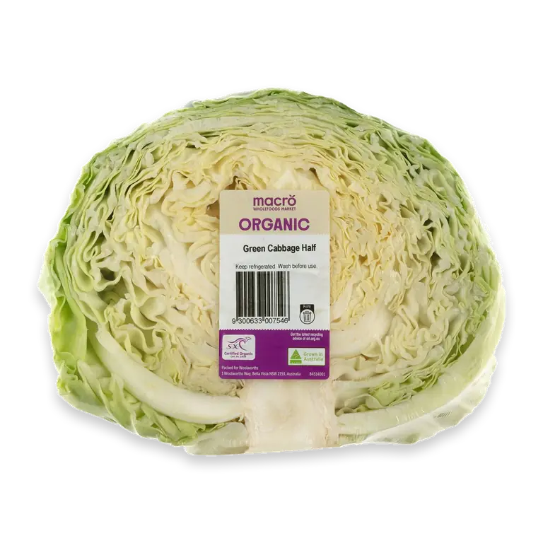 Fresh Cabbage Organic Green Half