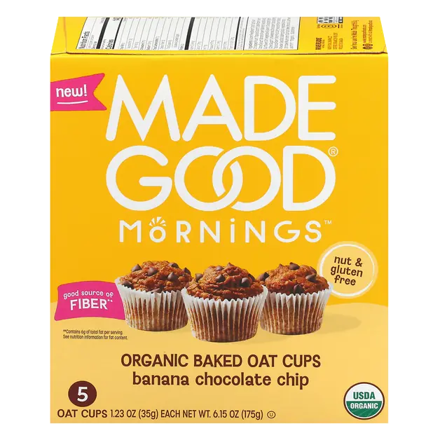 Mornings Organic Banana Chocolate Chip Baked Oat Cups - 4 ct